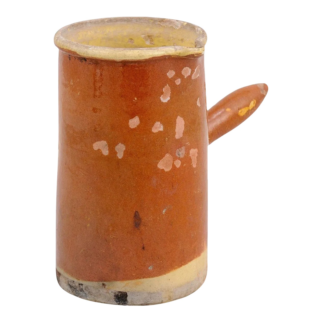 French 19th Century Rustic Pitcher with Rust Colored Glaze and Straight Handle Chairish