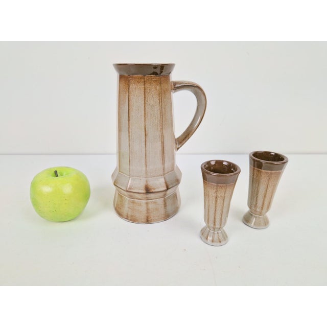 Cubist Studio Pottery Pitcher and Cups, 1950s, Set of 3 For Sale - Image 3 of 6