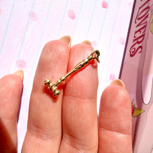 Metal Vintage 14k Gold Judge Gavel Charm, Lawyer Pendant For Sale - Image 7 of 8