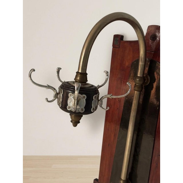 Mid-Century Wooden Coat Rack with Metal Hooks For Sale - Image 9 of 10