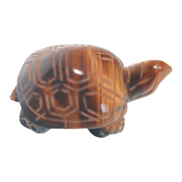 Vintage Hand-Carved Tigers Eye Miniature Turtle - Symbol of Tranquility and Steadfastness; Said to Teach You to Take Your Time and Enjoy Life For Sale