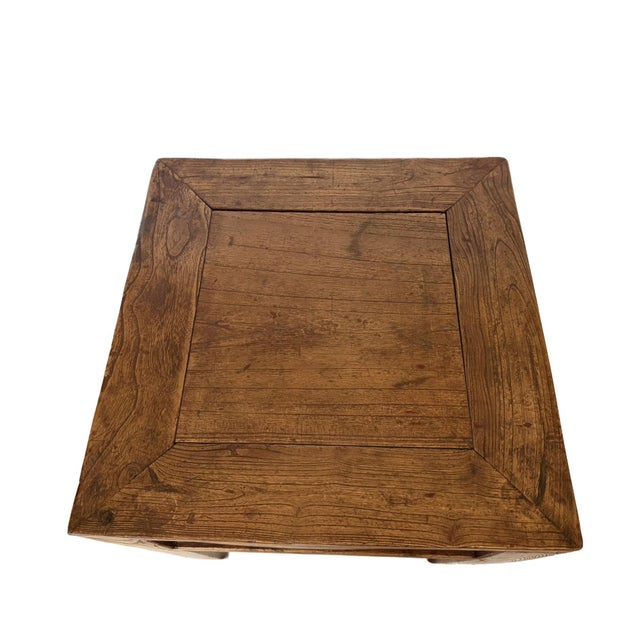 Antique Elm Low Stool With Storage Drawer For Sale - Image 11 of 11
