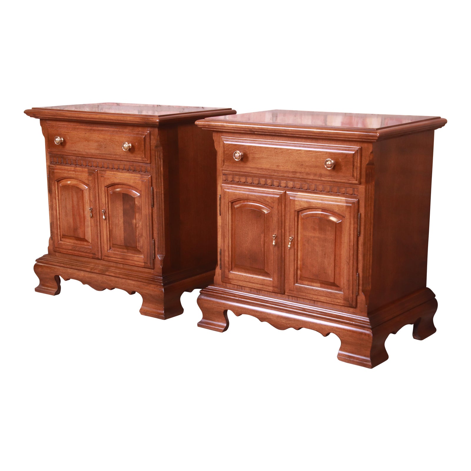 Ethan Allen American Colonial Cherry Wood Nightstands, Pair Chairish