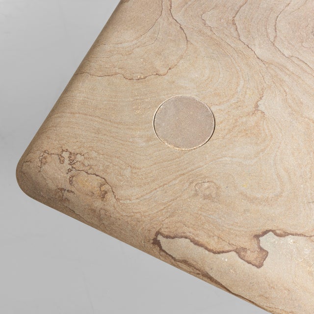 Golden Stone Tables with Interlocking Legs, 1970s, Set of 3, in Good conditions. Designed 1970 to 1979