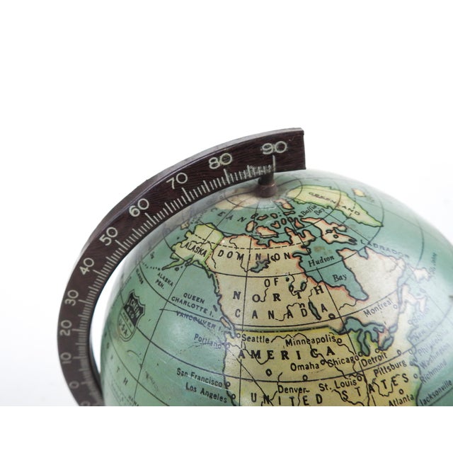 Blue Small Vintage 1930's Metal World 5 In. Globe For Sale - Image 8 of 11