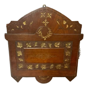Late 19th Century Victorian Walnut Wall Pocket Letter Newspaper Holder