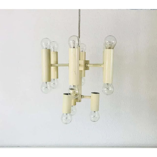Sciolari 9-Arm White Chandelier, circa 1960 For Sale - Image 9 of 13