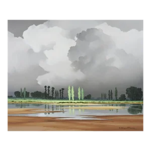 Late 20th Century Modernist Cloudy Landscape Painting