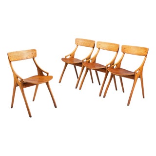 Dining Chairs in Teak by Arne Hovmand Olsen for Mogens Kold, Denmark, 1959, Set of 4 For Sale