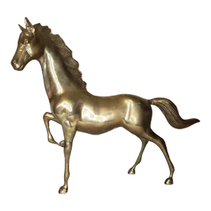 Vintage Mid-Century Modern Large Brass Galloping Horse Statue Figure