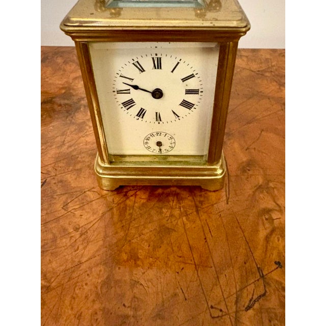 Late 19th Century Antique Victorian Miniature Brass Carriage Clock with Alarm, 1890 For Sale - Image 5 of 8