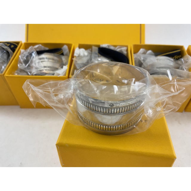 Mid-Century Modern New 1990s Set of 12 Refined Sterling Silver Round Napkin Rings, Gadroon. For Sale - Image 3 of 15