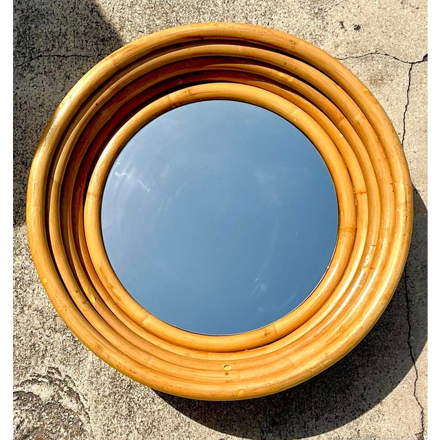 Tan Vintage Bent Rattan Mirror For Sale - Image 8 of 12