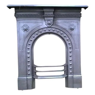 Victorian Cast Iron Arched Combination Fireplace, 1880 For Sale