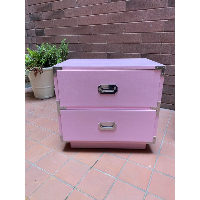 Dixie Furniture Pink Campaign Campaigner Nightstand 1970s For Sale - Image 10 of 10