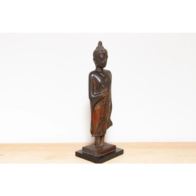 19th Century Carved Antique Painted Buddha For Sale - Image 5 of 11