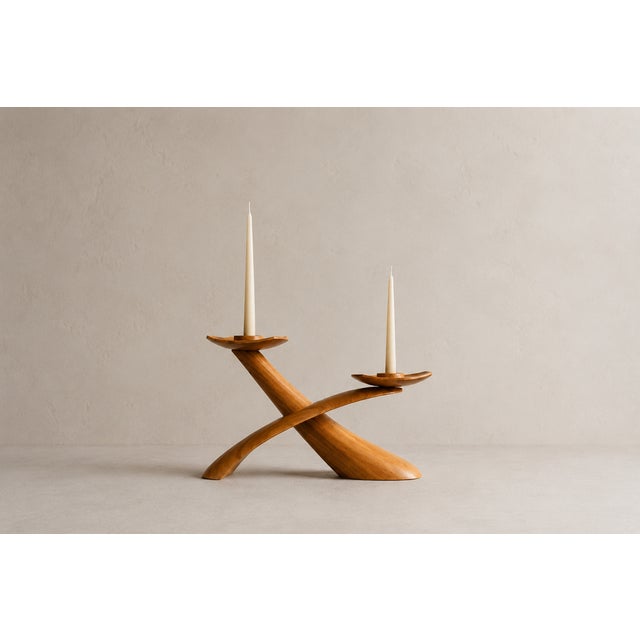 An exceptional mid 20th century Scandinavian biomorphic Boomerang double flame candlestick originating from Denmark This...