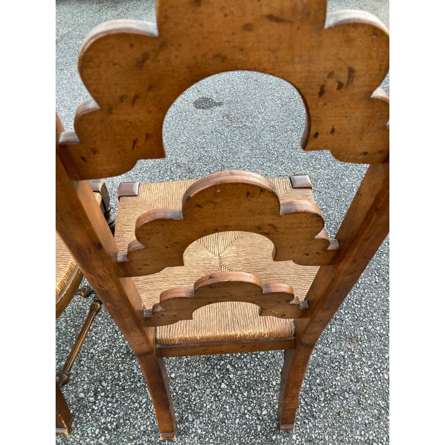 Wood Mid 20th Century Drexel High Ladder Back Rush Chairs - Set of 3 For Sale - Image 7 of 10