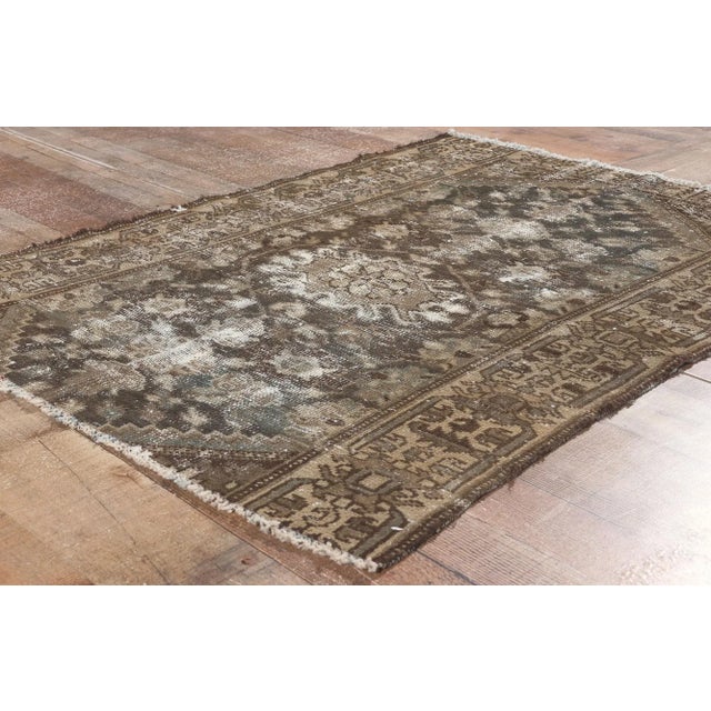 Textile Early 20th Century Distressed Antique Worn Persian Rug, 03'01 X 04'01 For Sale - Image 7 of 10