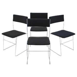 Minimalist Chrome Plated Dining Chairs, Czechoslovakia, 1970s, Set of 4