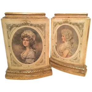 Pair of Borghese Bookends With Male and Female Figures