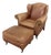 Vintage Baker Milling Road Leather Wingback Chair & Ottoman With Nailheads and Casters For Sale