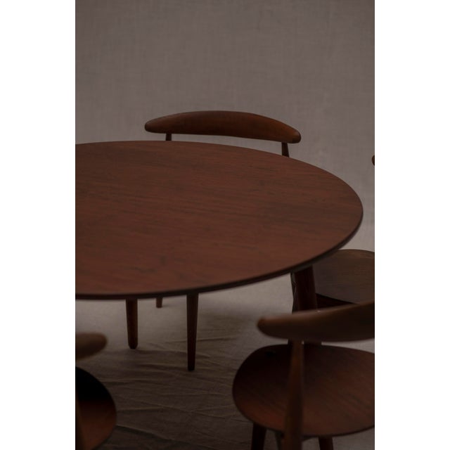 Heart Dining Set by Hans J. Wegner for Fritz Hansen, 1960s, Set of 7 For Sale - Image 18 of 18