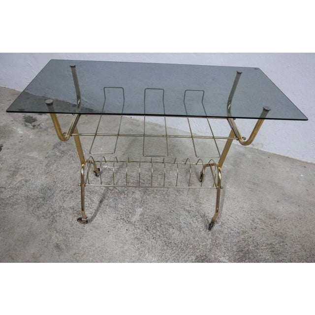 Metal Vinyl Furniture Trolley with Wheels and Smoked Glass, 1970 For Sale - Image 7 of 11