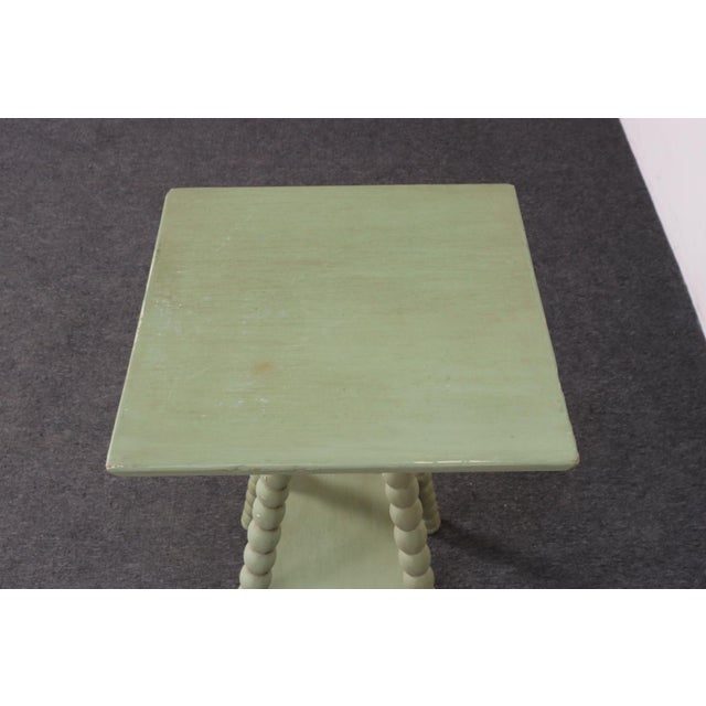 Vintage Folk Art Two Tier Mint Green Bobbin Side Table For Sale - Image 10 of 18
