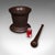 This is a large antique dye maker's first stage Mortar & Pestle. An English, heavy cast iron industrial grinding tool,...