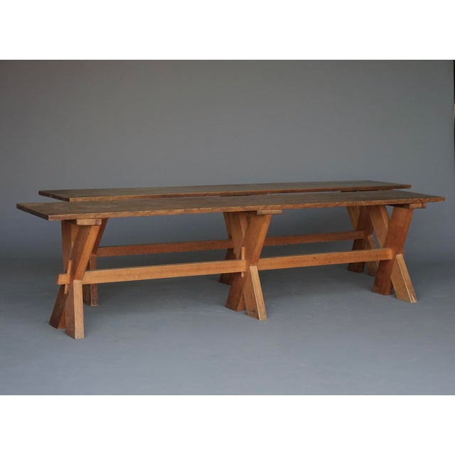 Rustic Farmhouse Benches in Cherry and Oak, 1940s, Set of 2 For Sale - Image 13 of 13