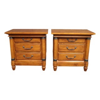 Kincaid Solid Cherry 3 Drawer Nightstands/Pair For Sale