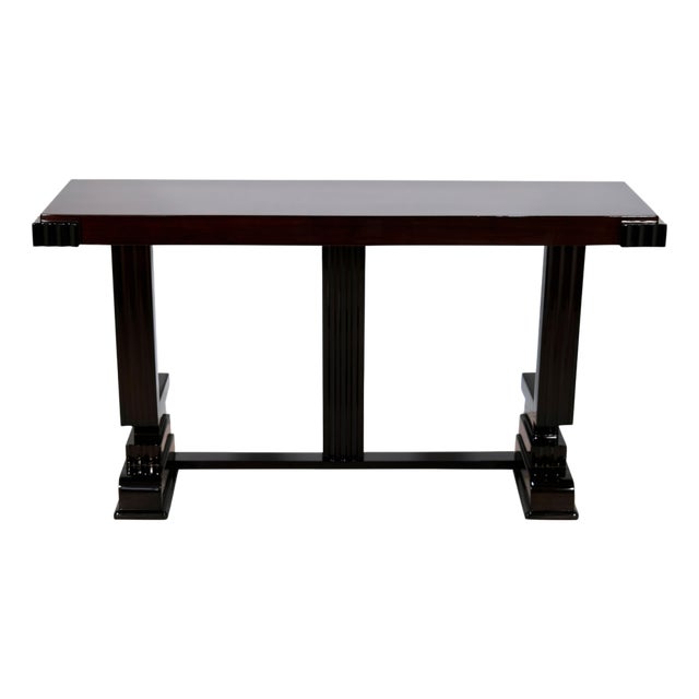 Art Deco Console with Black Elements and High-Gloss Lacquered, 1930s For Sale