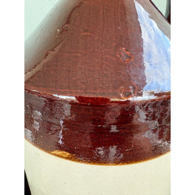 Ceramic Antique American Brown/White Glazed Stoneware Jug With Handle, Circa 1900 For Sale - Image 7 of 11