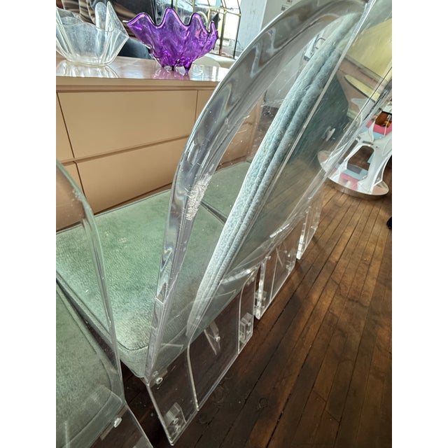 Postmodern 1970 Lucite Art Deco Shell Back Dining Chairs- Set of 4 For Sale - Image 3 of 7