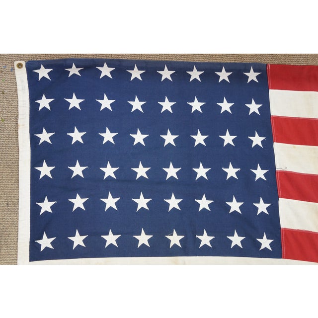 Large Mid Century Cotton 48 Star United States American Flag 54" X 84" For Sale - Image 6 of 13