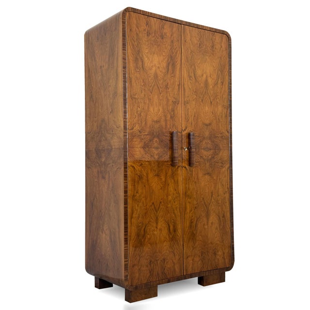 Art Deco Walnut Two-Door Wardrobe, 1930s For Sale - Image 10 of 10