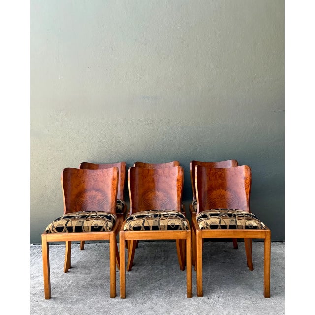 Vintage Art Deco Style Burl Wood Dining Chairs - Set of 6 For Sale In West Palm - Image 6 of 12