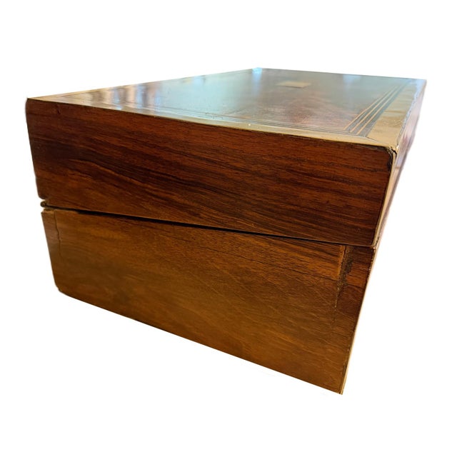Early 19th Century 19th Century Victorian Burr Walnut & Brass Campaign Writing Slope W/Fully Intact Secret Drawers For Sale - Image 5 of 15