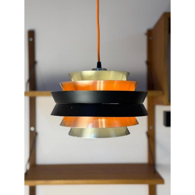 Black Trava Hanging Lamp in Silver, Black and Orange by Carl Thore for Granhaga For Sale - Image 8 of 11