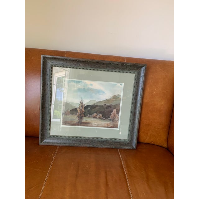 Original Watercolor Painting of Mountains and Trees Signed by G. Ware For Sale In New York - Image 6 of 7