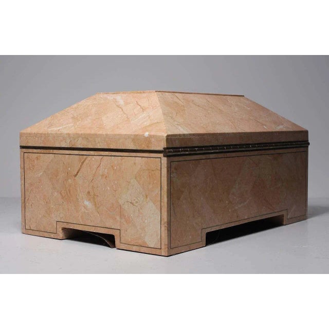 Wood Vintage Maitland Smith Coral or Pink Jewelry Box in Style of Karl Springer For Sale - Image 7 of 11