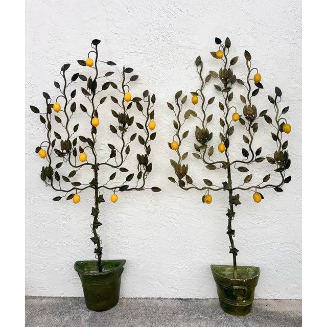 Vintage Italian Lemon Tole Tree Lights - A Pair For Sale - Image 10 of 12