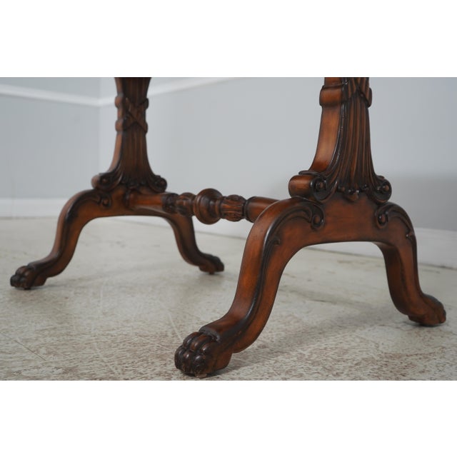 Leather Wrapped Inlaid Mahogany Games Table For Sale - Image 12 of 18