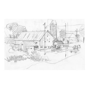 1980s John Reilly Farm Drawing