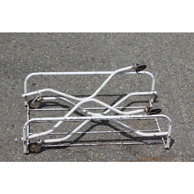 Brown Vintage White Metal Foldable Table, 1970s For Sale - Image 8 of 18