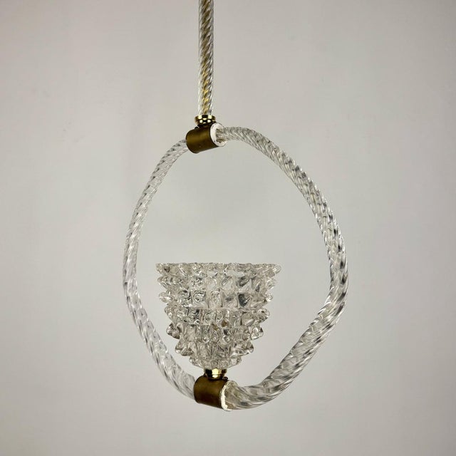 Rostrato Murano Glass Pendant Lamp, Italy, 1940s For Sale - Image 3 of 12