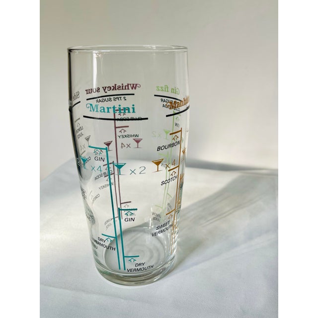 Glass Vintage Pastel Cocktail Recipe Mixing Glass For Sale - Image 7 of 10