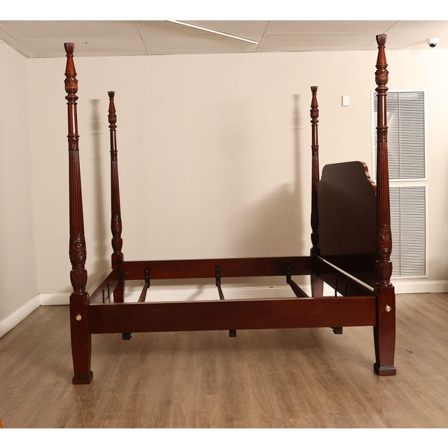 Councill King Size Mahogany Poster Bed Frame For Sale - Image 13 of 18