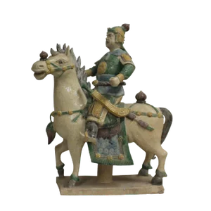 Chinese Handmade Ceramic Warrior on Horse Figure